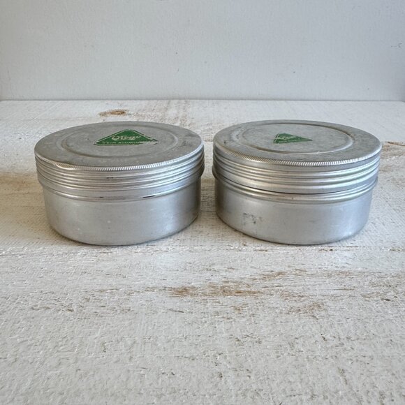 Vintage Set of Two Virgo Aluminium Travel Tins with Glass Inserts - Picture 5 of 11